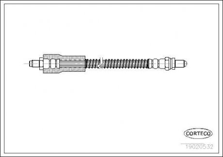 Гальмівна труба/шланг гнучкий задній лівий/правий (довжина 320 мм/358 мм, M10x1/M10x1) FORD ESCORT VI 1.4-1.8D 01.95-02.99 CORTECO 19020532