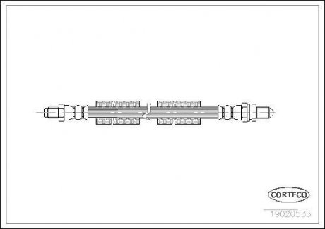 Гальмівна труба/шланг гнучкий задній лівий/правий (довжина 350 мм, M10x1/M10x1) FORD KA, PUMA 1.0-1.7 09.96-11.08 CORTECO 19020533