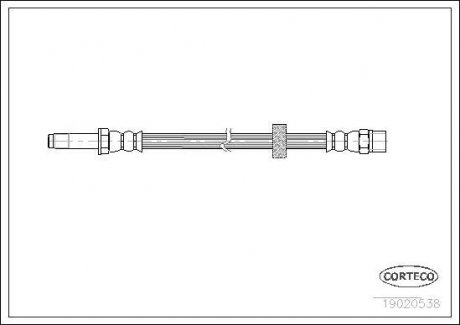 Гальмівна трубка/шланг гнучкий передній лівий/правий (довжина 310 мм) SEAT TOLEDO I 1.6-2.0 01.93-03.99 CORTECO 19020538 (фото 1)