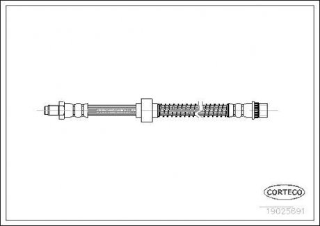 Тормозная трубка/шланг гибкий передний левый/правый (длина 360мм, M10x1/M10x1) CITROEN XANTIA 1.6-3.0 03.93-04.03 CORTECO 19025691 (фото 1)