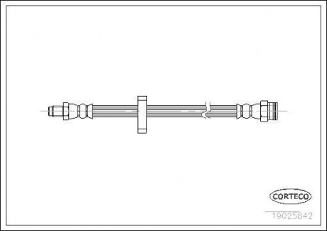 Тормозная трубка/шланг гибкий задний левый/правый (длина 335мм) CITROEN JUMPER; ПЕЖО БОКСЕР 1.9D-2.8D 02.94- CORTECO 19025842 (фото 1)