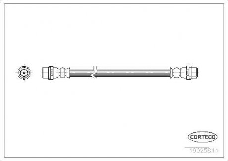 Гальмівна труба/шланг гнучкий задній лівий/правий (довжина 160 мм, M10x1/M10x1) AUDI 100 C4, 80 B4, A4 B5, A4 B6, A6 C5 1.8-4.2 12.90-01.05 CORTECO 19025844 (фото 1)
