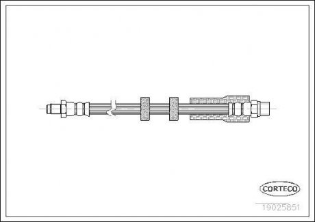 Тормозная трубка/шланг гибкий передний левый/правый (длина 355мм, M10x1/M10x1) VOLVO C70 I, S70, V70 I 2.0-2.5D 12.95-10.05 CORTECO 19025851