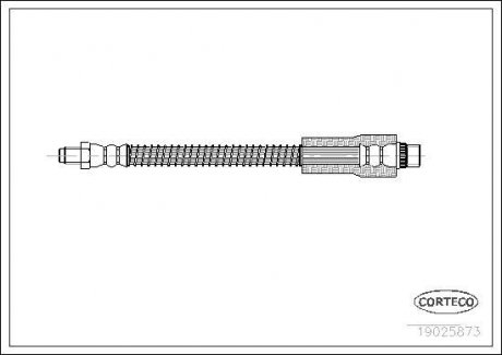 Гальмівна трубка/шланг гнучкий передній лівий/правий (довжина 305 мм, F10x1/M10x1) PEUGEOT 206, 206+ 1.1-2.0D 08.98- CORTECO 19025873