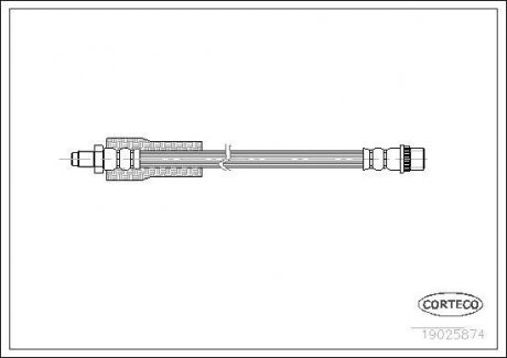 Тормозная трубка/шланг гибкий передний левый/правый (длина 395мм, F10x1/M10x1) RENAULT ESPACE II 2.0/2.1D/2.2 01.91-12.96 CORTECO 19025874 (фото 1)