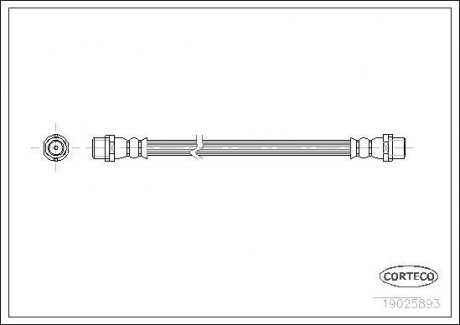 Гальмівна труба/шланг гнучкий задній лівий/правий (довжина 170 мм, M10x1/M10x1) AUDI A6 C5; VW PASSAT B3/B4 1.8-4.2 08.88-01.05 CORTECO 19025893 (фото 1)