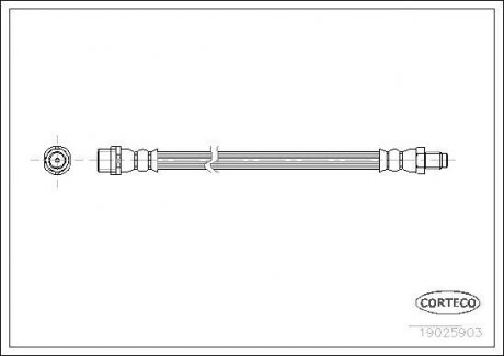 Тормозная трубка/шланг гибкий задний левый/правый (длина 200мм, F10x1/M10x1) AUDI A4 B5 1.6-2.8 11.94-09.01 CORTECO 19025903 (фото 1)