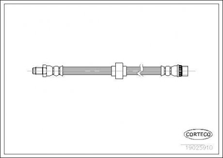 Тормозная трубка/шланг гибкий передний левый/правый (длина 490мм) RENAULT ESPACE III 1.9D-3.0 11.96-10.02 CORTECO 19025910 (фото 1)