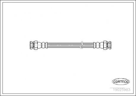 Гальмівна труба/шланг гнучкий задній лівий/правий (довжина 295 мм, M10x1/M10x1) MAZDA 121 I, 323 III 1.1-1.7D 08.85-08.93 CORTECO 19025983 (фото 1)