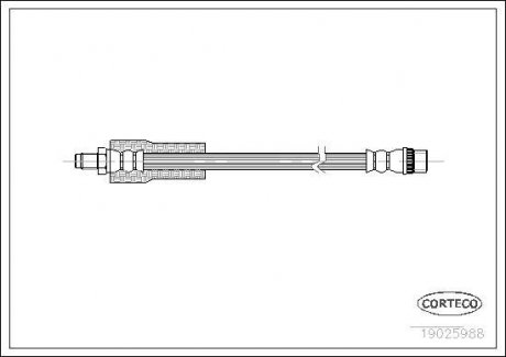 Трубка/шланг тормозной гибкий передний левый/правый (длина 315мм, F10x1/M10x1) RENAULT TRAFIC, VEL SATIS 2.1D/2.2/2.2D 06.94- CORTECO 19025988