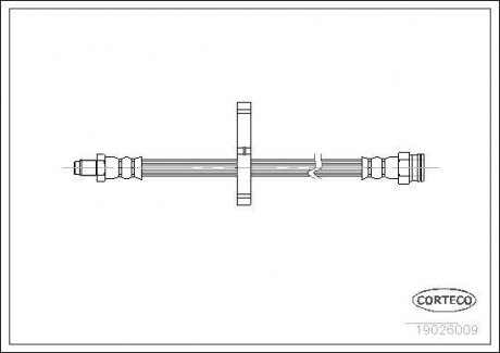 Гальмівна труба/шланг гнучкий задній R (довжина 335 мм, F10x1/M10x1) CITROEN JUMPER; FIAT DUCATO; PEUGEOT BOXER 1.9D-2.8D 02.94-04.02 CORTECO 19026009