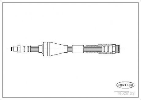 Гальмівна трубка/шланг гнучкий передній лівий/правий (довжина 455 мм, M10x1/M10x1) FIAT PUNTO; LANCIA DELTA I 1.2-2.0 10.83-03.12 CORTECO 19026122