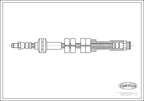 Гальмівна труба/шланг гнучкий передній лівий/правий (довжина 445 мм, M10x1/M10x1) FIAT CINQUECENTO, SEICENTO / 600 1.1 10.94-01.10 CORTECO 19026177 (фото 1)