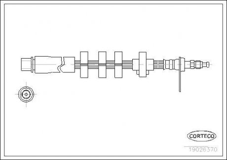 Гальмівна трубка/шланг гнучкий передній L (довжина 530 мм) PEUGEOT 406 1.6-3.0 11.95-12.04 CORTECO 19026370