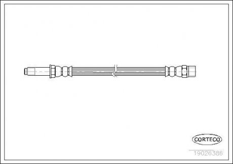 Гальмівна трубка/шланг гнучкий задній лівий/правий (довжина 140мм, M10x1/M10x1) FORD GALAXY I 1.9D-2.8 03.95-05.06 CORTECO 19026386
