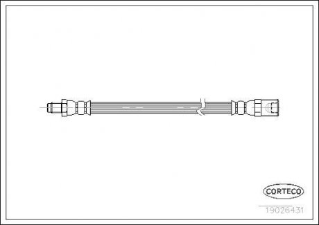 Трубка/шланг тормозной гибкий задний левый/правый (длина 270мм, M10x1) IVECO DAILY III 2.8D 01.01-04.06 CORTECO 19026431 (фото 1)