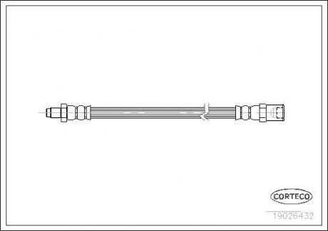 Трубка/шланг тормозной гибкий передний левый/правый (длина 350мм, M10x1/M16x1,5/F10x1) IVECO DAILY III 2.8D 05.99-04.06 CORTECO 19026432