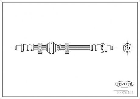 Гальмівна труба/шланг гнучкий задній лівий/правий (довжина 540 мм, M10x1/M10x1) FORD COUGAR, MONDEO I, MONDEO II 1.6-2.5 02.93-12.01 CORTECO 19026461 (фото 1)