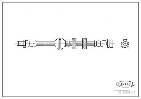 Трубка/шланг тормозной гибкий передний левый/правый (длина 340мм, M10x1/F10x1) FORD FOCUS I 1.4-2.0 10.98-03.05 CORTECO 19026487