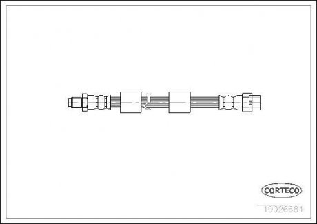 Гальмівна трубка/шланг гнучкий спереду лівий/правий (довжина 410 мм, F10x1/M10x1) BMW 5 (E39) 2.0-4.9 09.95-05.04 CORTECO 19026684 (фото 1)