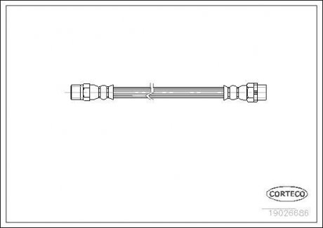 Гальмівна труба/шланг гнучкий задній лівий/правий (довжина 200 мм, M10x1/M10x1) BMW 3 (E36), 3 (E46) 1.6-3.2 09.90-05.05 CORTECO 19026686