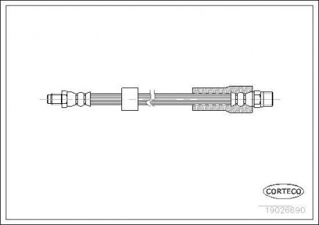 Гальмівна труба/шланг гнучкий задній лівий/правий (довжина 275 мм) BMW 5 (E39), 7 (E38) 2.0-5.4 03.94-05.04 CORTECO 19026690