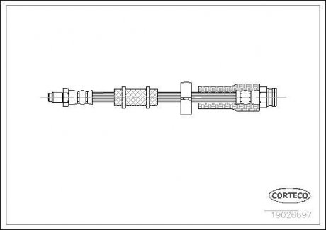 Гальмівна трубка/шланг гнучкий передній лівий/правий (довжина 460 мм, M10x1/M10x1) CITROEN JUMPER; FIAT DUCATO; PEUGEOT BOXER 1.9D-2.8D 07.90- CORTECO 19026697