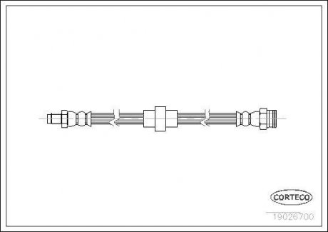 Гальмівна трубка/шланг гнучкий передній лівий/правий (довжина 430 мм) PEUGEOT 205, 205 I, 205 II, 309 I, 309 II, 505 1.0-2.5D 06.81-09.98 CORTECO 19026700