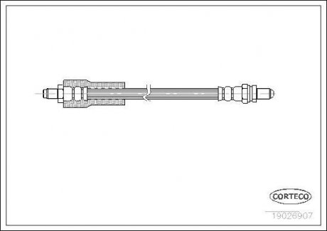 Гальмівна трубка/шланг гнучкий задній лівий/правий (довжина 300 мм, M10x1/M10x1) FORD ESCORT CLASSIC, ESCORT VI 1.3-2.0 01.95-08.00 CORTECO 19026907