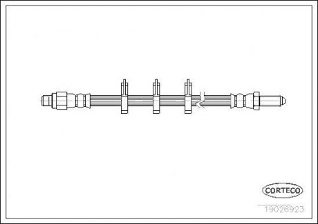 Трубка/шланг тормозной гибкий передний левый/правый (длина 440мм, M10x1/M10x1) IVECO DAILY I 2.4D 01.78-12.89 CORTECO 19026923