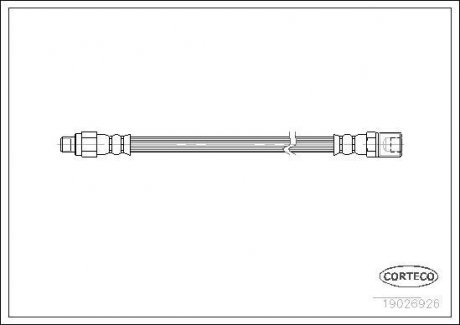 Гальмівна трубка/шланг гнучкий передній лівий/правий (довжина 500 мм, M10x1/M16x1,5) IVECO DAILY I, DAILY II 2.4D/2.5D/2.8D 01.83-05.99 CORTECO 19026926 (фото 1)