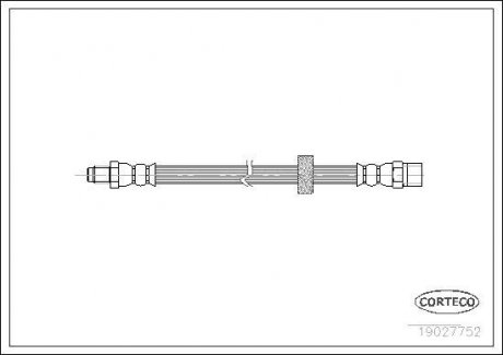 Гальмівна труба/шланг гнучкий задній лівий/правий (довжина 265 мм, M10x1/M10x1) VOLVO S60 I, S90 I, V70 II 2.0-2.9 01.97-04.10 CORTECO 19027752