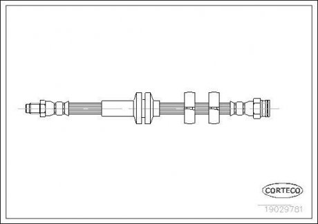 Гальмівна труба/шланг гнучкий передній лівий/правий (довжина 396 мм, M10x1/M10x1) ALFA ROMEO 147, 156, GT 1.6-2.5 02.97-09.10 CORTECO 19029781 (фото 1)