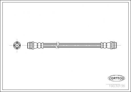 Гальмівна труба/шланг гнучкий задній лівий/правий (довжина 190 мм, F10x1/F10x1) AUDI A2 1.2D-1.6 02.00-08.05 CORTECO 19030136