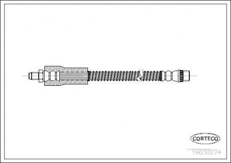 Гальмівна трубка/шланг гнучкий задній лівий/правий (довжина 410 мм, M10x1/M10x1) NISSAN INTERSTAR; OPEL MOVANO; RENAULT MASTER II 1.9D-3.0D 07.98- CORTECO 19030274