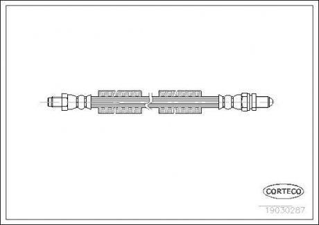 Гальмівна труба/шланг гнучкий задній лівий/правий (довжина 355 мм, M10x1/M10x1) FORD PUMA, RANGER 1.6/2.5D 10.99-06.06 CORTECO 19030287