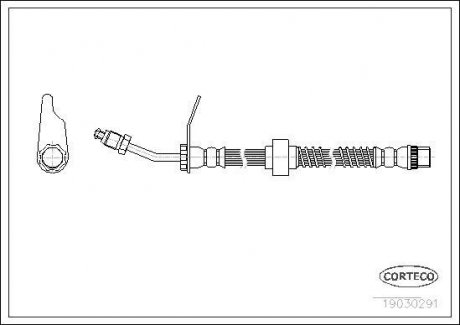 Тормозная трубка/шланг гибкий передний левый/правый (длина 468мм) OPEL MOVANO; РЕНО МАСТЕР I 1.9D-3.0D 08.80- CORTECO 19030291 (фото 1)