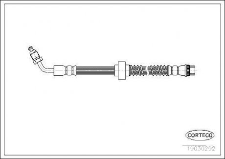 Трубка/шланг тормозной гибкий задний левый/правый (длина 462мм, M10x1/M10x1) RENAULT MASTER I 2.0/2.4D 08.80-08.89 CORTECO 19030292 (фото 1)
