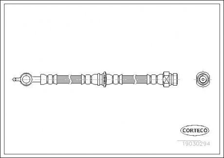 Гальмівна труба/шланг гнучкий задній лівий/правий (довжина 410 мм, M10x1) VOLVO S40 I, V40 1.6-2.0 07.95-06.04 CORTECO 19030294