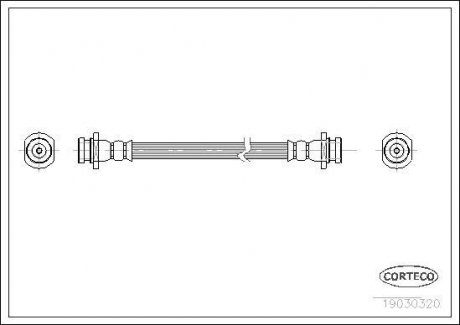 Трубка/шланг тормозной гибкий задний левый/правый (длина 280мм, M10x1/M10x1) OPEL AGILA 1.0/1.2/1.3D 09.00-12.07 CORTECO 19030320