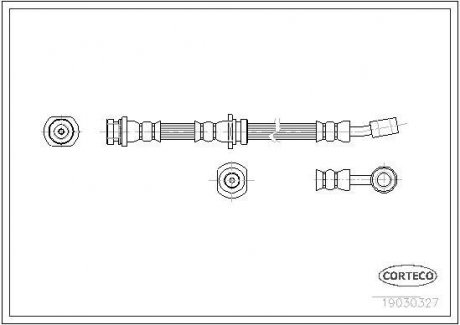 Гальмівна трубка/шланг гнучкий передній лівий/правий (довжина 432 мм, M10x1/M10x1) OPEL AGILA; SUZUKI IGNIS I, IGNIS II, WAGON R+ 1.0-1.5 05.00- CORTECO 19030327 (фото 1)