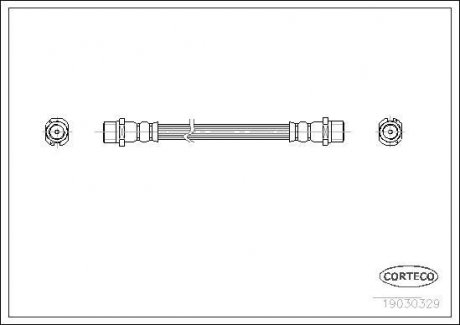 Гальмівна труба/шланг гнучкий задній лівий/правий (довжина 195 мм, F10x1/F10x1) OPEL CORSA C, TIGRA 1.0-1.8 09.00-12.12 CORTECO 19030329