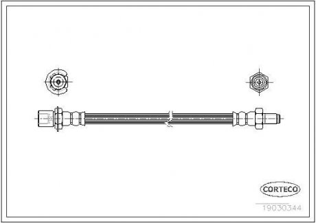 Гальмівна трубка/шланг гнучкий передній лівий/правий (довжина 152 мм, M10x1/M10x1) TOYOTA LAND CRUISER 2.4-4.2D 10.81- CORTECO 19030344