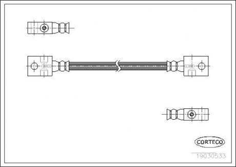 Тормозная трубка/шланг гибкий передний L (длина 413мм) NISSAN PATROL III/1, PATROL III/2 2.8/2.8D/3.2D 11.79-11.95 CORTECO 19030533