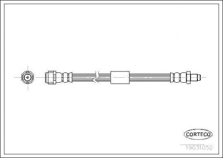 Тормозная трубка/шланг гибкий задний левый/правый (длина 320мм, M10x1/M10x1) MERCEDES M (W163) 2.3-5.4 02.98-06.05 CORTECO 19031052