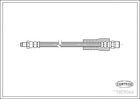 Трубка/шланг тормозной гибкий задний левый/правый (длина 250мм) AUDI A8 D2 2.5D-4.2 03.94-04.00 CORTECO 19031069 (фото 1)