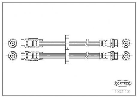 Тормозная трубка/шланг гибкий задний левый/правый (длина 435мм, M10x1/M10x1) FIAT DOBLO, DOBLO/MINIVAN, STILO 1.2-1.9D 03.01- CORTECO 19031101