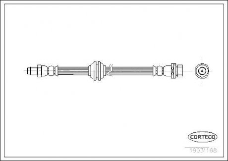 Гальмівна трубка/шланг гнучкий задній лівий/правий (довжина 410 мм, M10x1/F10x1) FORD FOCUS I 1.4-2.0 10.98-11.04 CORTECO 19031168