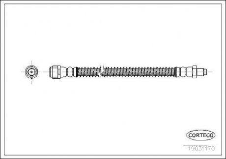 Гальмівна трубка/шланг гнучкий задній лівий/правий (довжина 240 мм, M10x1/F10x1) MERCEDES S (C215), S (W220) 2.8-6.0 10.98-03.06 CORTECO 19031170 (фото 1)