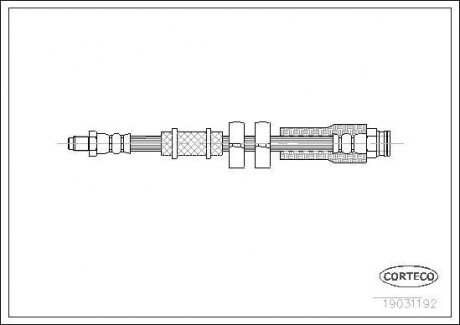 Тормозная трубка/шланг гибкий передний левый/правый (длина 470мм, M10x1/M10x1) CITROEN JUMPER; ПЕЖО БОКСЕР 1.9D-2.8D 02.94- CORTECO 19031192 (фото 1)